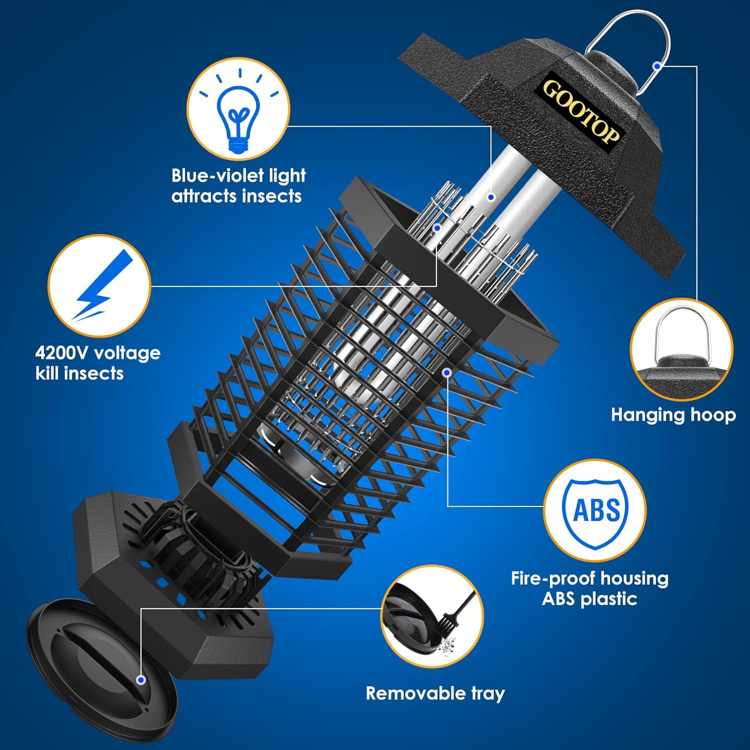 Electric Mosquito Zapper Outdoor | High Voltage Bug Killer Lamp for Patio, Garden, Backyard, Camping & Outdoor Living Space