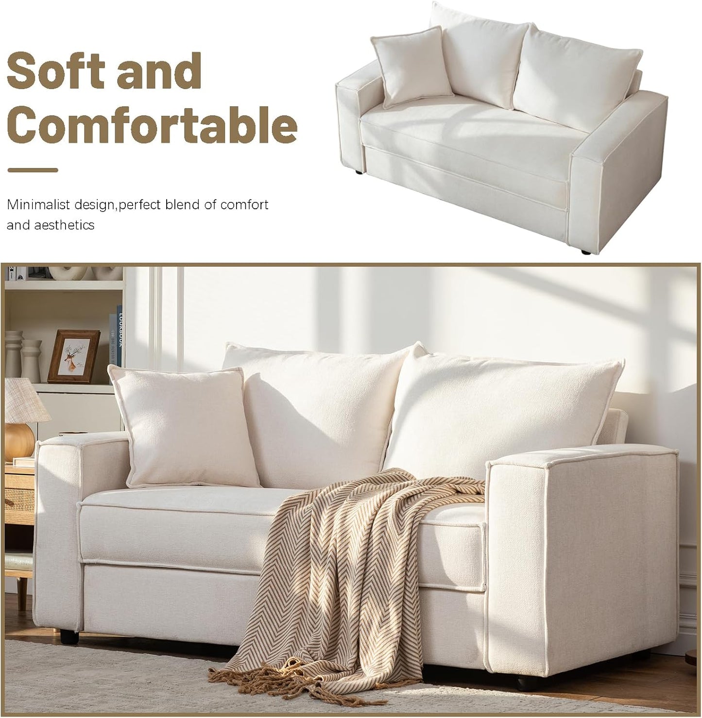 Modern Upholstered Loveseat 🛋️✨ | Compact Sofa for Apartment Living