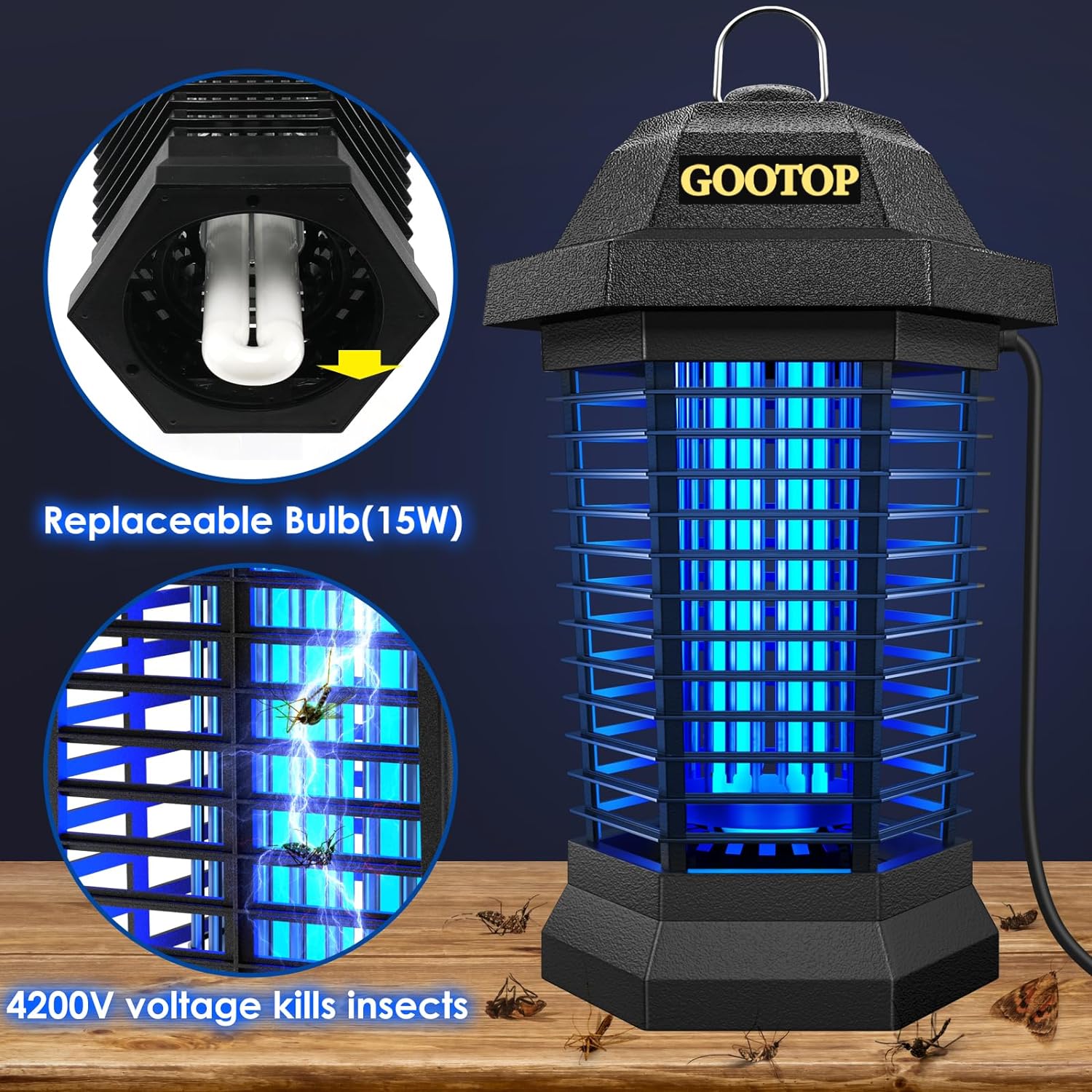 Electric Mosquito Zapper Outdoor | High Voltage Bug Killer Lamp for Patio, Garden, Backyard, Camping & Outdoor Living Space