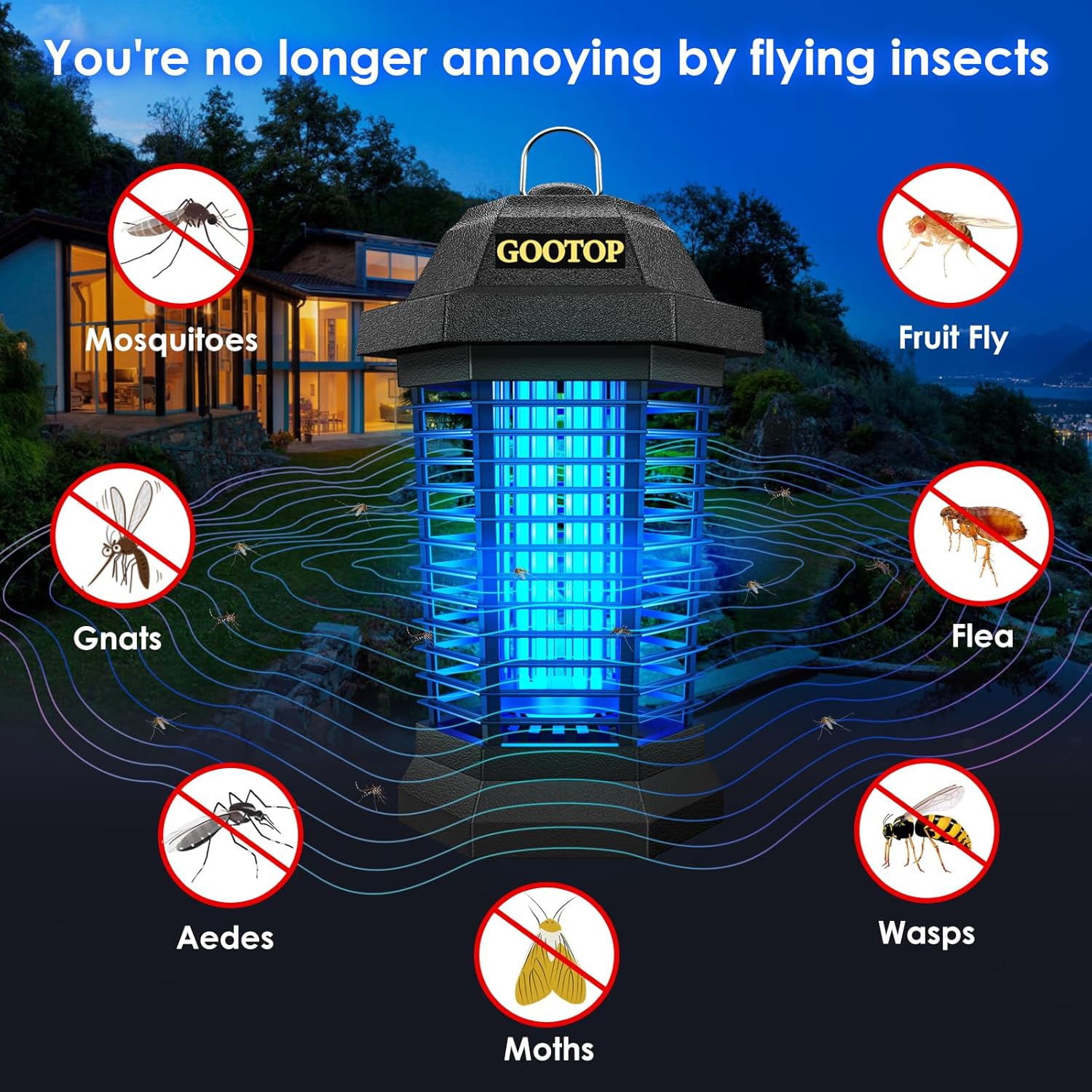 Electric Mosquito Zapper Outdoor | High Voltage Bug Killer Lamp for Patio, Garden, Backyard, Camping & Outdoor Living Space