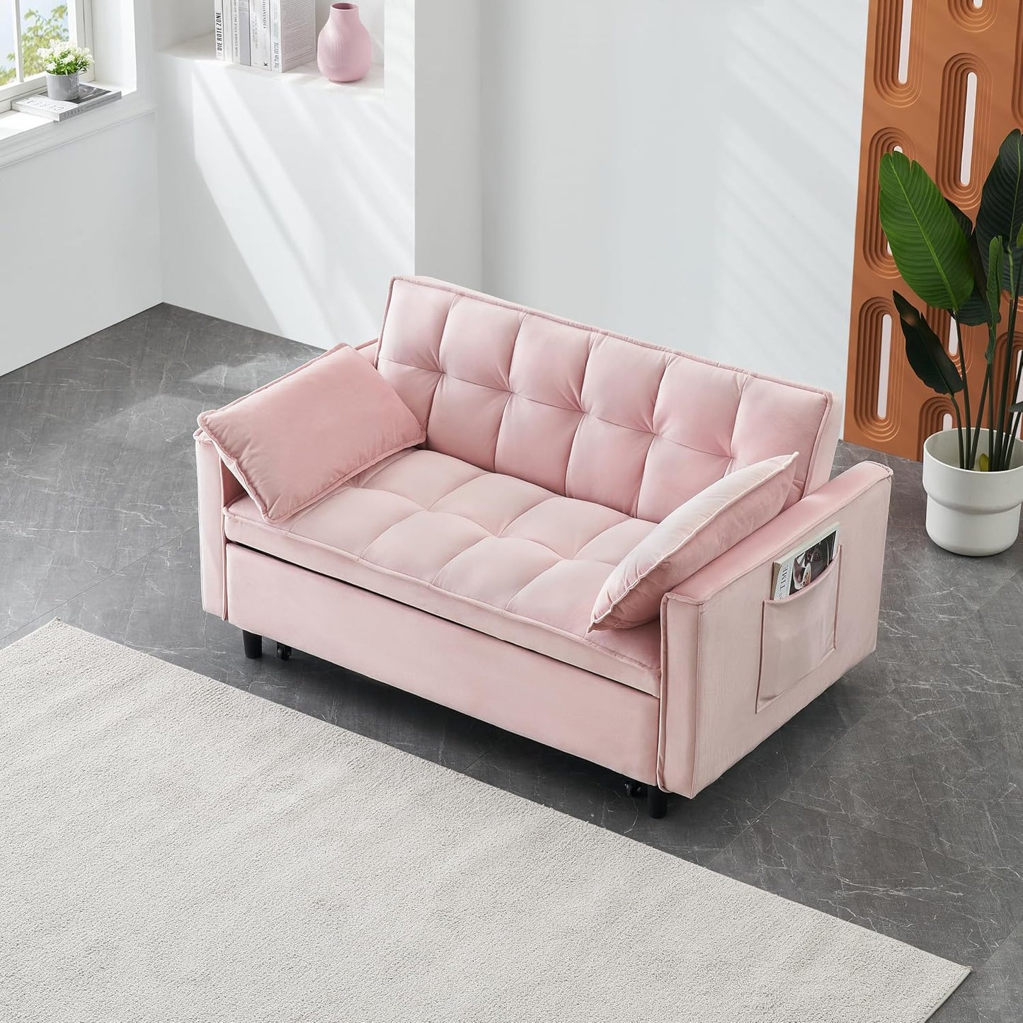 Velvet Floor Lounge Sofa 🛋️✨ | Convertible Soft Seating for Living Room & Bedroom